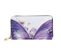 yuangjhop Purple Oil Painting Butterfly Leather Wallet. Stylish Design With Multiple Card Slots, Cash Compartment And Durable Leather. Women'S.