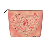 yuangjhop Red Heart Flowers Fake Hemp Makeup Bag. Environmentally Friendly And Durable, Simple Design, Easy To Store Your Beauty Essentials.