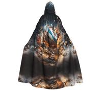 yuangjhop Rugby on Fire printing Adult Hooded Cloak Hooded robe cloak suitable for Halloween cosplay costumes.