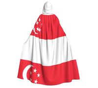 yuangjhop Singapore Flag printing Adult Hooded Cloak Hooded robe cloak suitable for Halloween cosplay costumes.
