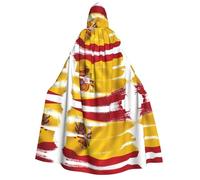yuangjhop Spain Flag printing Adult Hooded Cloak Hooded robe cloak suitable for Halloween cosplay costumes.