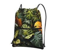 yuangjhop Tropical Rainforest Palm Leaves Drawstring backpack sports gym bag waterproof material suitable for gym shopping sports yoga, travel.