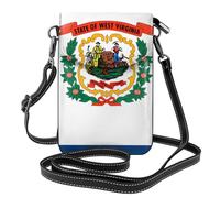 yuangjhop West Virginia Flag Small Cell Phone Purse, Floral Print Crossbody Bag, PU Leather Mini Wallet with Shoulder Strap, Secure Magnetic Closure.