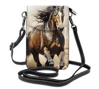yuangjhop Western Horse Small Cell Phone Purse, Floral Print Crossbody Bag, PU Leather Mini Wallet with Shoulder Strap, Secure Magnetic Closure.