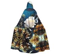 yuangjhop White-golden fish printing Adult Hooded Cloak Hooded robe cloak suitable for Halloween cosplay costumes.
