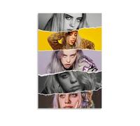 Yuangoes Billie Poster Eilish Music Singer Collage Tear Retro Vintage Cover Music Posters for Room Aesthetic Canvas Wall Art Bedroom Decor16x24inch(40x60cm)