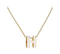 Yuangu Classic Letter Design 18K Gold Plated Womens Necklace Colorful Color Optional Women's Pendant, Titanium Steel, 18K Gold Plated