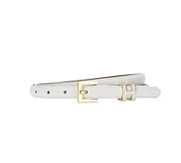 Yuangu Women Skinny Leather Belt Thin Waist Jeans Belt for Dress in Pin Buckle Belt, White, 115CM/Fit Waist Size 34-41 Inches