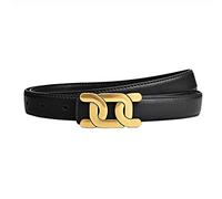 Yuangu Womens Belts for Jeans, Womens Leather Belt with Gold Buckle, Designer Belts for Pants Jeans Dresses, Black, 110cm(Fits 32"-39")