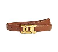 Yuangu Womens Belts for Jeans, Womens Leather Belt with Gold Buckle, Designer Belts for Pants Jeans Dresses, Brown, 100cm(Fits 24"-31")