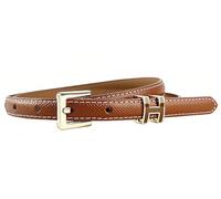 Yuangu Women's Brown Leather Skinny Belt, Size 105CM (Fit Waist 24-33 Inches), Pin Buckle, Solid Color