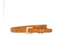 Yuangu Women's Orange Leather Skinny Belt, Size 115CM (Fit Waist 34-41 Inches), Pin Buckle, 9-Hole Strap, Perfect for Dresses, Jumpsuits, and More