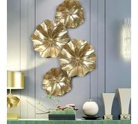 YUANGUIHUI Modern Wrought Iron Lotus Leaf Wall Hanging Crafts Wall Decoration Livingroom Sofa Background Wall Sticker Mural Ornaments Art
