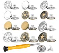 YUANHANG Jeans Button Replacement No Sew: 24 Sets Metal Buttons for Pants - Instant Adjustable Button - Tighten Waist Size by 1 Inch or Extend an Extra Inch - Contains A Removable Screwdriver