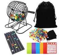Yuanhe Deluxe Bingo Game Set - Includes 8" Metal Rotar Cage with Big Storage Bag,1000 Colorful Chips,100 Bingo Cards,75 Colored Balls and Masterboard, Great for Large Groups