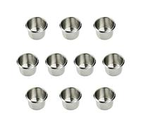 Yuanhe Lot of 10 Stainless Steel Drop-in Poker Table Cup Holders, Drink Holders, Small