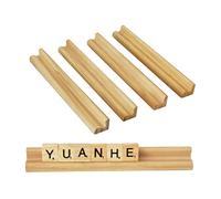 Yuanhe Scrabble Letter Tile Holders - Wooden Scrabble Rack Tray Set of 4, for Crafts and Game Stands