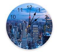 yuanhh York Landscape Manhattan Building Wall Clock Wall Decor In The Living Room Wall Clock For Bedroom Office Decor Digital Clock
