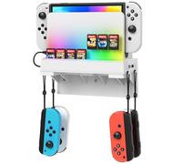 YUANHOT Switch Wall Mount for Nintendo Switch and Switch OLED,Switch Games Stand Controller Holder,Wall Console Shelf with 7 Game Card Holders 4 Joy Con Hanger Safely Organizer Accessories