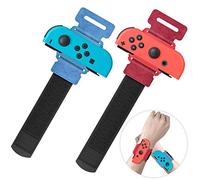 YUANHOT Upgraded Wrist Bands Compatible with 2023 2022 2021 Switch, Adjustable Elastic Dance Straps Compatible with Switch & Switch OLED Controllers, 2 Pack for Kids and Adults - Red/Blue