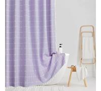 Yuanice Boho Farmhouse Shower Curtain, Purple Linen Heavy Duty Cloth Fabric Shower Curtain Set with Tassels, Modern Bohemian Vintage Thick Waterproof Shower Curtains for Bathroom, Lavender, 72x72