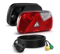 Yuanjoy 2 Pcs Halogen Trailer Tail Lights 12V/24V Plug-and-Play, 6-in-1 Turn, Brake, Tail, Reverse, Fog, Reflector 5.5m Cable Included E-mark Approved for Trucks, Caravans, Vans, Tractors