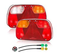 Yuanjoy 2 Pcs Halogen Trailer Tail Lights 12V/24V Plug-and-Play, No Errors 6-in-1 0.3m Cable E-mark/DOT Approved for Trucks, Caravans, Vans, Tractors