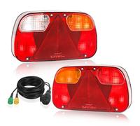 Yuanjoy 2 Pcs Halogen Trailer Tail Lights 12V/24V Plug-and-Play, No Errors 6-in-1 5.5m Cable E-mark/DOT Approved for Trucks, Caravans, Vans, Tractors