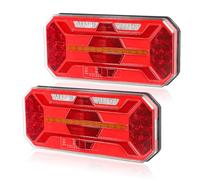 Yuanjoy 2 Pcs LED Trailer Rear Light, 12V/24V IP67 Waterproof with Driving, Brake, Dynamic Indicators, Reverse, Rear Fog, License Plate Light for Trailer, Truck, Caravan, Van, Tractor