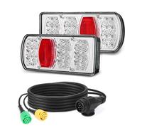Yuanjoy 2 Pcs LED Trailer Rear Light Set, IP65 Waterproof 13-Pin Trailer Plug Adapter with 5-Metre Cable, 12v 24v Lighting Set with E-Mark for Truck, Caravan, Van, Tractor