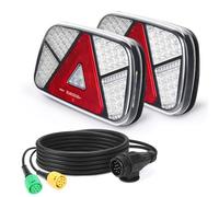 Yuanjoy 2 Pieces Trailer Tail Light Kit 12v/24v Waterproof Indicator, Brake, Tail, Reverse, Fog, Reflector Light with 5.5m Long 6 Core Cable for Truck Caravan Truck Van Tractor