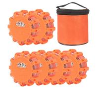 Yuanjoy 6 Pcs LED Road Flare, Warning Lights, Safety Flashing, with Magnetic Base and Hook, 9 Light Modes for Road Safety in Car, Truck, Boat