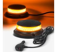 Yuanjoy LED Beacon, 12 V/24 V LED Warning Light, LED Magnetic Flat Beacon with 3 Metre Cable, Plug and Play, 10 Flash Modes for Forklift Tractor Golf Cart Tractor SUV Yellow Rotating Light