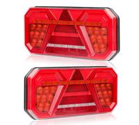 Yuanjoy LED Tail Light Set, 10-30 V Universal Tail Light, IP67 Waterproof Multifunctional Lighting Tail Lights with Brake, Indicator, Position, Reversing, Fog, License Plate Lighting