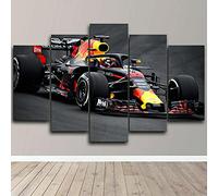 yuanjun 5 Parts Modern Stretched And Framed Wallpaper Modular Hd Prints Poster 150X80Cm Mural Home Decor Canvas Prints Artwork Formula Car 5 Piece Canvas F1