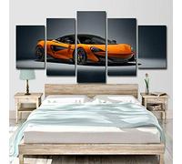 yuanjun 5 Piece Canvas Painting Modern Wall Sticker Removable Paintings For Living Room Print Abstract Poster Frame 3D Wall Art Pictures Orange Black Sports Car Luxury