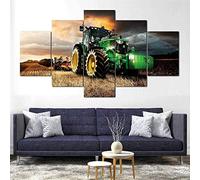 YUANJUN 5 Piece Canvas Painting Modern Wall Sticker Removable Paintings For Living Room Print Abstract Poster Frame 3D Wall Art Pictures John Deere Tractor Lawn Mower Farming Canvas