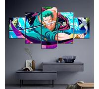 YUANJUN 5 Piece Canvas Painting Modern Wall Sticker Removable Paintings Living Room Print Abstract Poster Frame 3D Wall Art Pictures Gift Anime Roronoa Zoro