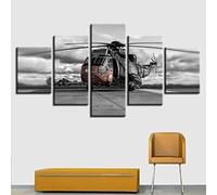 YUANJUN Non-Woven Canvas Picture 5 Part Panels Wall Art Print Completely Framed Image Printed Posters Artworks Photo Modules Background Rs03 Helicopter