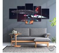 YUANJUN Non-Woven Canvas Picture 5 Part Panels Wall Art Print Completely Framed Image Printed Posters Artworks Photo Modules Background Universe Spaceship Fantasy Star Trek Movie