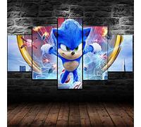 yuanjun Non-Woven Canvas Picture 5 Part Panels Wall Art Print Image Printed Posters Artworks Photo Modules Background Sonic The Hedgehog 2020 Poster