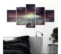 YUANJUN Prints On Canvas 5 Panel Creative Gift Framed 5 Piece Wall Art Picture Painting Art Print Images Xxl Giclee Canvas Print Sci-Fi City And Planet
