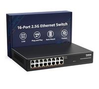 YuanLey 16 Port 2.5GB Umanaged Ethernet Switch, 16 x 2.5G Base-T Ports, Compatible with 100/1000/2500Mbps, Metal Fanless, Desktop/Rack Mount YuanLey 2.5 Gigabit Network Switch for Wireless AP, PC