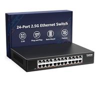 YuanLey 24-Port 2.5G Ethernet Switch, Unmanaged 2.5Gbps Network Switch with 24×2.5G RJ45 Ports, 120Gbps Switching Capacity, Fanless Metal Design, Desktop/Rackmount 2.5G Switch for NAS, PC & WiFi 6 AP