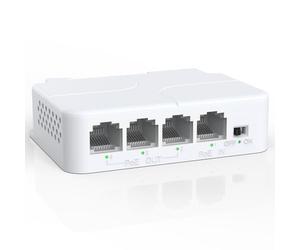 YuanLey 4 Port PoE Extender with 3 PoE Out, IEEE 802.3af/at Mini 4 Channel Repeater 100Mbps, Wall and Din Rail Mount Passthrough Amplifier/Booster, Plug and Play