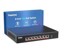 YuanLey 8 Port 10G PoE Switch Unmanaged, 8 x 10G Base-T PoE Ports, IEEE802.3af/at, 110W Built-in Power, Compatible with 1G/2.5G/5G/10G, Metal Case, Rackmount/Wall Mount 10Gbe Network Switch