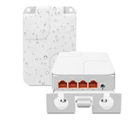 YuanLey Outdoor 2.5 Gigabit PoE Extender 1 in 3 Out, 4 Port 2.5Gbps PoE Repeater IP55 Waterproof, Vlan, Extend Additional 100m(328ft) of Power and Data Transmission, Wall Mount Plug and Play