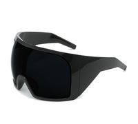 YUANLUIGV Wrap Around Oversized Sunglasses for Women Men Cool Futuristic Rave Trendy Sunglasses Big Curved Shield Sun Glasses, Black, 15.86x4.60x2.87 inches