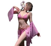 YUANMO Sheer Tulle Doll Dress with High-Slit Skirt Exotic Roleplay Costume Belly Dancer Outfit