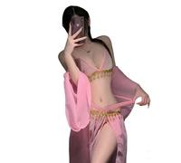 YUANMO Sheer Tulle Doll Dress with High-Slit Skirt Exotic Roleplay Costume Belly Dancer Outfit